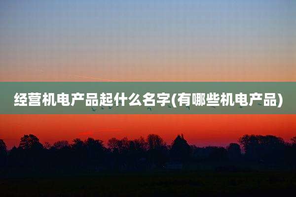 经营机电产品起什么名字(有哪些机电产品)