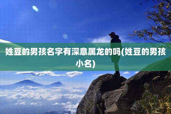 姓豆的男孩名字有深意属龙的吗(姓豆的男孩小名)
