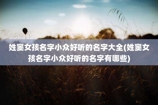 姓窦女孩名字小众好听的名字大全(姓窦女孩名字小众好听的名字有哪些)