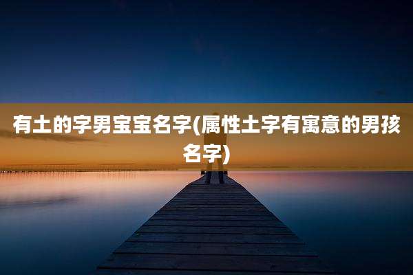 有土的字男宝宝名字(属性土字有寓意的男孩名字)