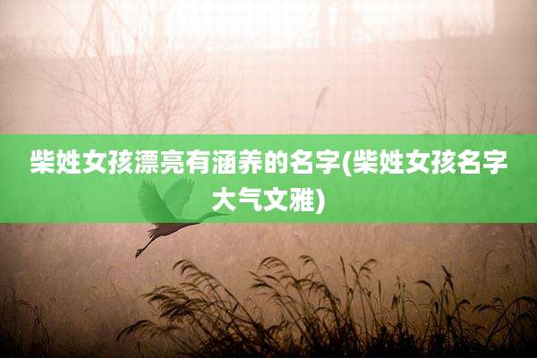 柴姓女孩漂亮有涵养的名字(柴姓女孩名字大气文雅)