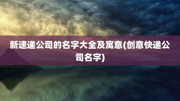 新速递公司的名字大全及寓意(创意快递公司名字)