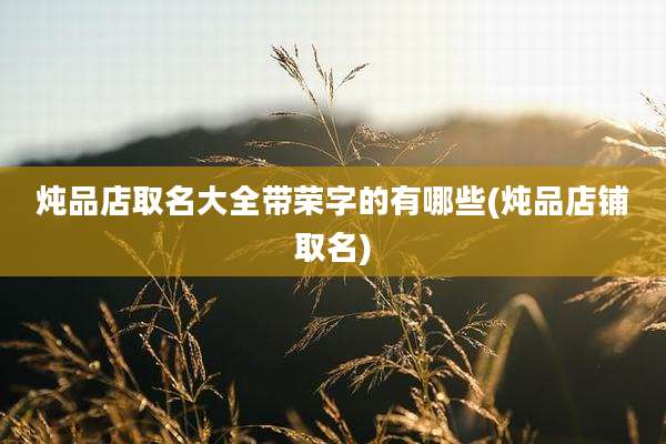 炖品店取名大全带荣字的有哪些(炖品店铺取名)