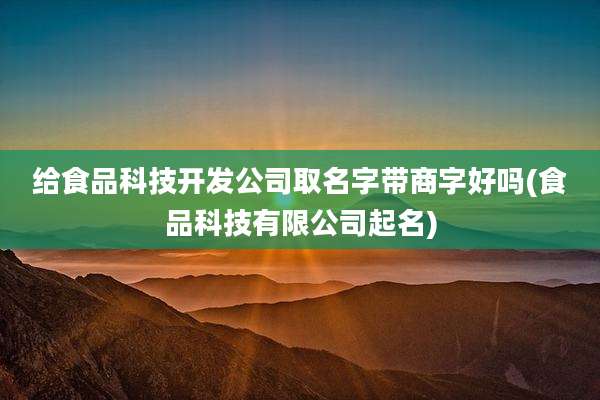 给食品科技开发公司取名字带商字好吗(食品科技有限公司起名)