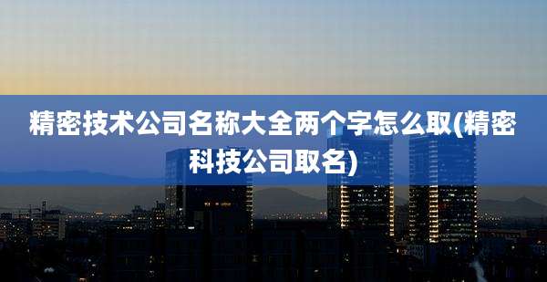精密技术公司名称大全两个字怎么取(精密科技公司取名)