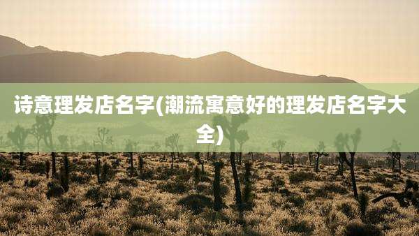 诗意理发店名字(潮流寓意好的理发店名字大全)