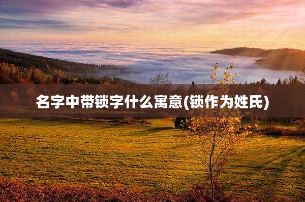 名字中带锁字什么寓意(锁作为姓氏)