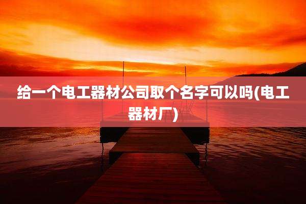 给一个电工器材公司取个名字可以吗(电工器材厂)