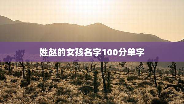 姓赵的女孩名字100分单字