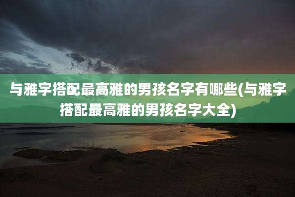 与雅字搭配最高雅的男孩名字有哪些(与雅字搭配最高雅的男孩名字大全)