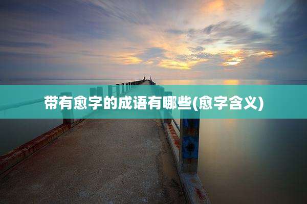 带有愈字的成语有哪些(愈字含义)