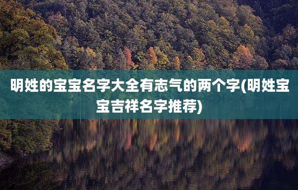 明姓的宝宝名字大全有志气的两个字(明姓宝宝吉祥名字推荐)