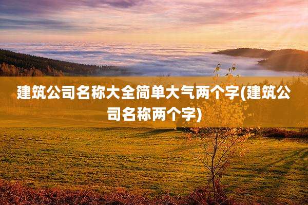 建筑公司名称大全简单大气两个字(建筑公司名称两个字)