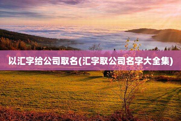 以汇字给公司取名(汇字取公司名字大全集)