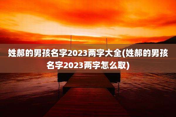 姓郝的男孩名字2023两字大全(姓郝的男孩名字2023两字怎么取)