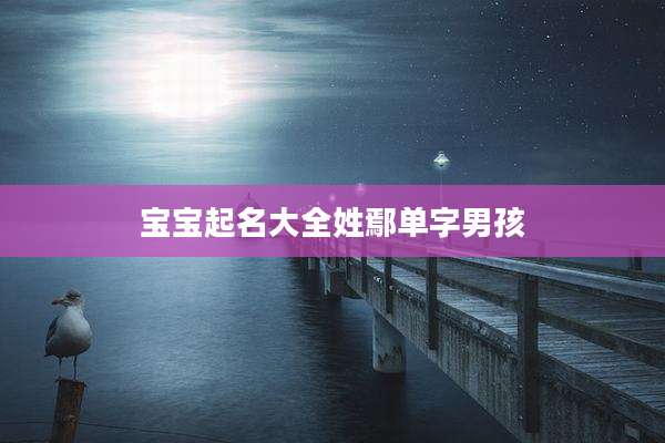 宝宝起名大全姓鄢单字男孩