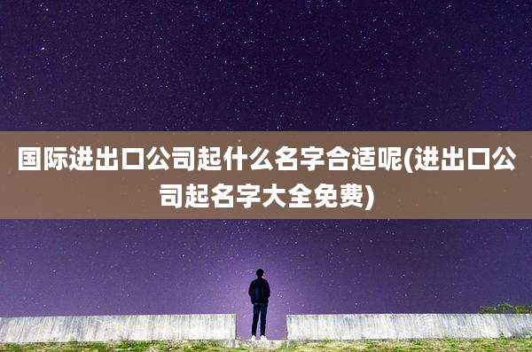 国际进出口公司起什么名字合适呢(进出口公司起名字大全免费)