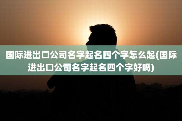 国际进出口公司名字起名四个字怎么起(国际进出口公司名字起名四个字好吗)