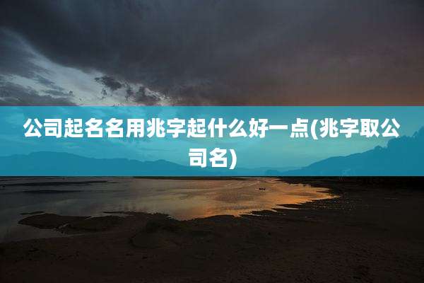 公司起名名用兆字起什么好一点(兆字取公司名)