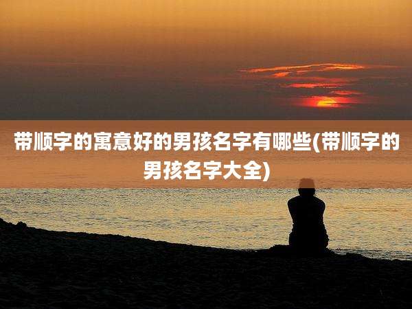 带顺字的寓意好的男孩名字有哪些(带顺字的男孩名字大全)