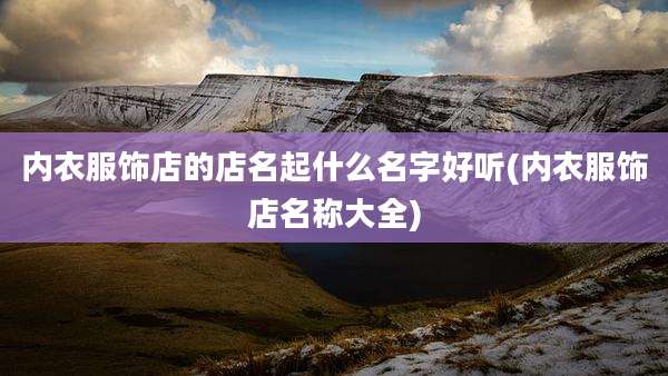 内衣服饰店的店名起什么名字好听(内衣服饰店名称大全)