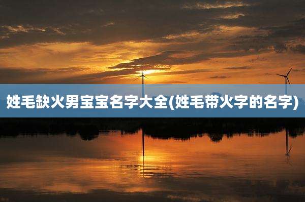 姓毛缺火男宝宝名字大全(姓毛带火字的名字)