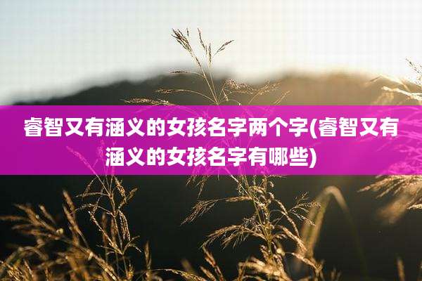 睿智又有涵义的女孩名字两个字(睿智又有涵义的女孩名字有哪些)