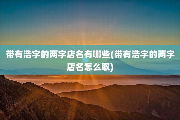 带有浩字的两字店名有哪些(带有浩字的两字店名怎么取)