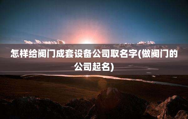 怎样给阀门成套设备公司取名字(做阀门的公司起名)