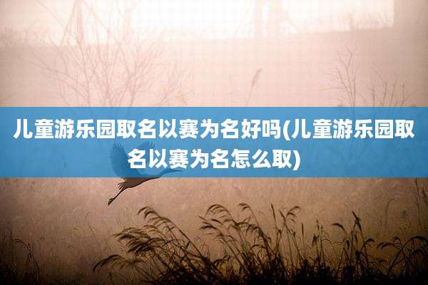 儿童游乐园取名以赛为名好吗(儿童游乐园取名以赛为名怎么取)