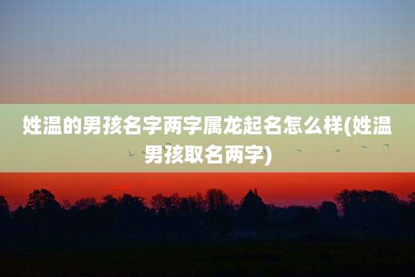 姓温的男孩名字两字属龙起名怎么样(姓温男孩取名两字)