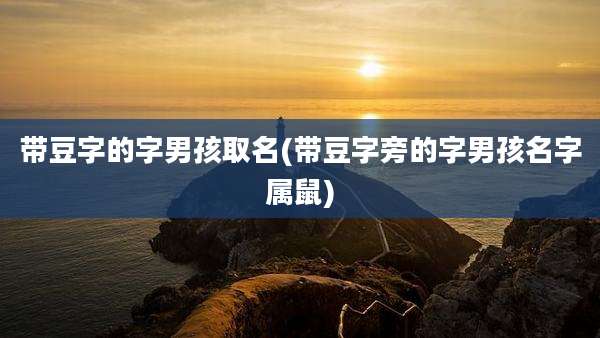带豆字的字男孩取名(带豆字旁的字男孩名字属鼠)