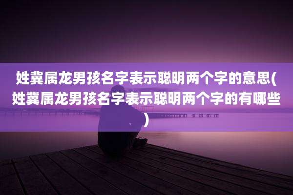 姓冀属龙男孩名字表示聪明两个字的意思(姓冀属龙男孩名字表示聪明两个字的有哪些)