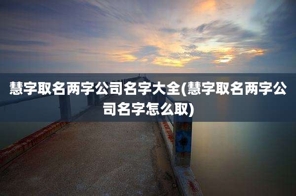 慧字取名两字公司名字大全(慧字取名两字公司名字怎么取)
