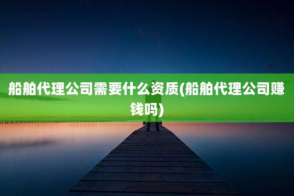 船舶代理公司需要什么资质(船舶代理公司赚钱吗)