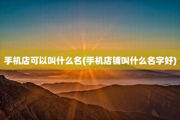 手机店可以叫什么名(手机店铺叫什么名字好)