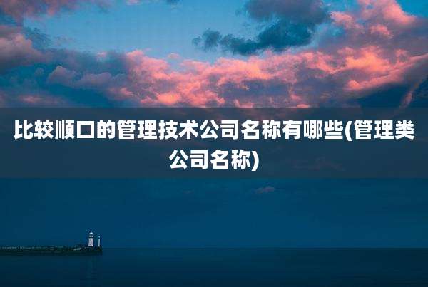 比较顺口的管理技术公司名称有哪些(管理类公司名称)