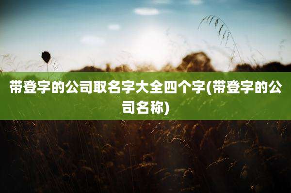 带登字的公司取名字大全四个字(带登字的公司名称)