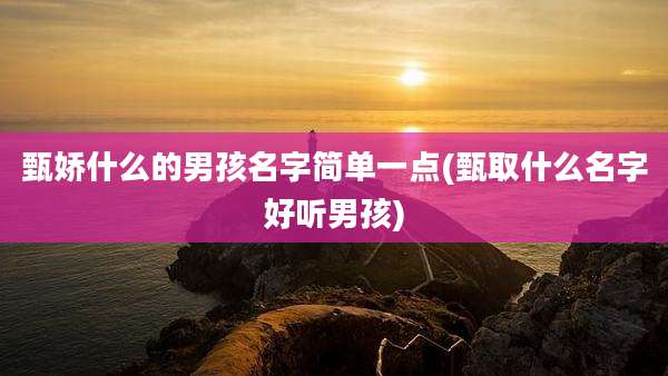甄娇什么的男孩名字简单一点(甄取什么名字好听男孩)