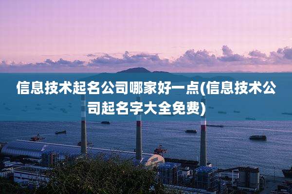 信息技术起名公司哪家好一点(信息技术公司起名字大全免费)