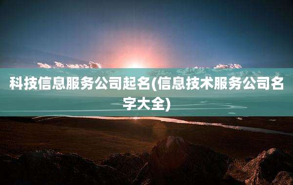 科技信息服务公司起名(信息技术服务公司名字大全)