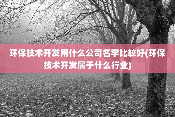 环保技术开发用什么公司名字比较好(环保技术开发属于什么行业)