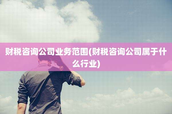 财税咨询公司业务范围(财税咨询公司属于什么行业)