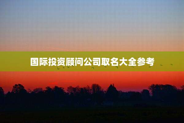 国际投资顾问公司取名大全参考
