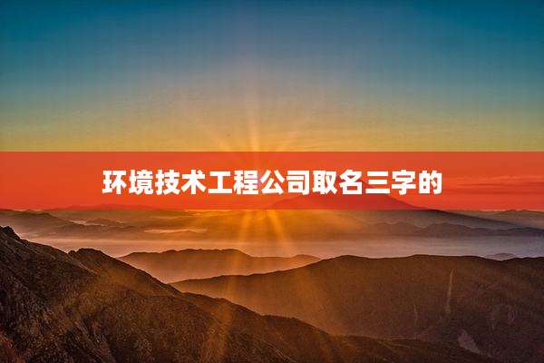 环境技术工程公司取名三字的