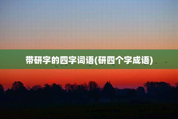 带研字的四字词语(研四个字成语)