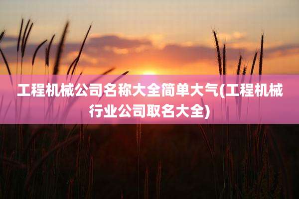工程机械公司名称大全简单大气(工程机械行业公司取名大全)