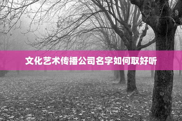 文化艺术传播公司名字如何取好听