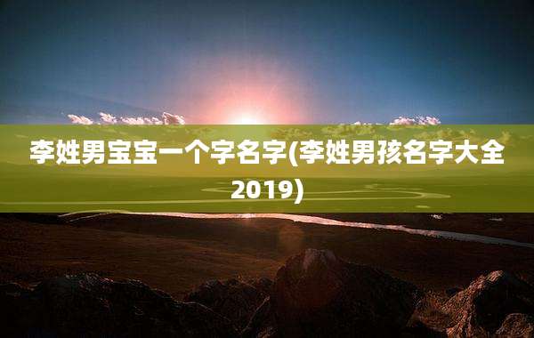 李姓男宝宝一个字名字(李姓男孩名字大全2019)