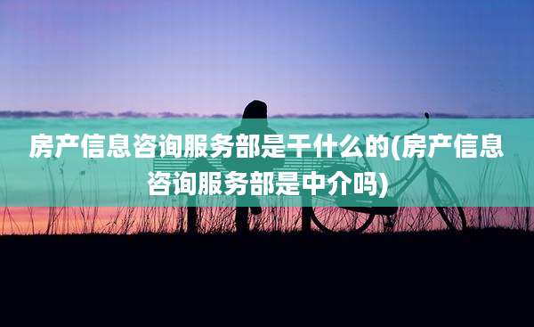 房产信息咨询服务部是干什么的(房产信息咨询服务部是中介吗)